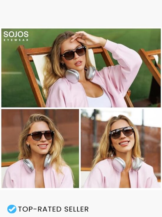 Vintage Oversized Aviator Square Polarized Sunglasses Unisex Retro Y2K main image 7